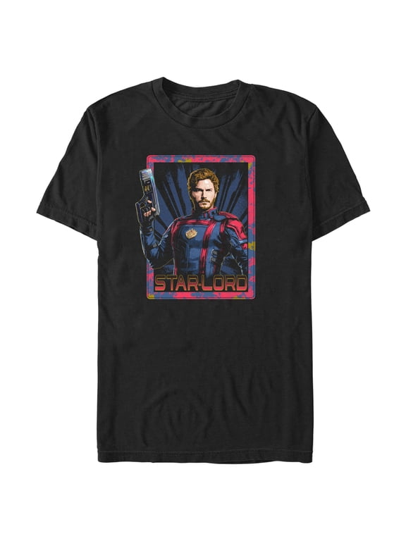 Men's Guardians of the Galaxy Vol. 3 Star-Lord Square Graphic Tee Black Large