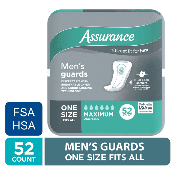 Men's Guards, Maximum Absorbency, One Size Fits All, 52 Count