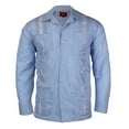 thumbnail image 1 of Men's Guayabera Cuban Beach Long Sleeve Button Up Casual Dress Wedding Shirt, Light Blue, 5XL, 1 of 7