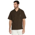 thumbnail image 1 of Men's Guayabera Cuban Beach Wedding Casual Short Sleeve Dress Shirt (Brown, S), 1 of 4