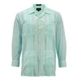 thumbnail image 1 of Men's Guayabera Long Sleeve Button Up Cuban Beach Casual Embroidered Dress Shirt (Mint, S), 1 of 3
