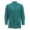 thumbnail image 1 of Men's Guayabera Long Sleeve Button Up Cuban Beach Casual Embroidered Dress Shirt (Teal, S), 1 of 3