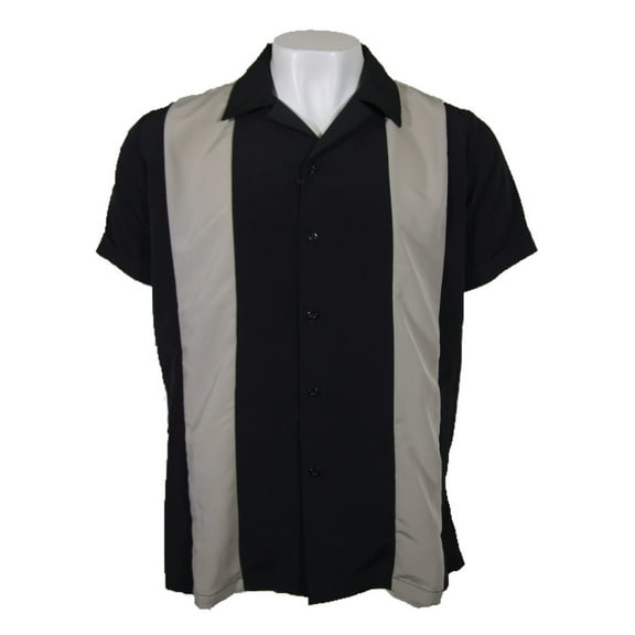 Men's Guayabera Shirt Embroidered Stripe Casual Cuba Beach Wedding Button Up Tee, Light Gray Black, 4XL