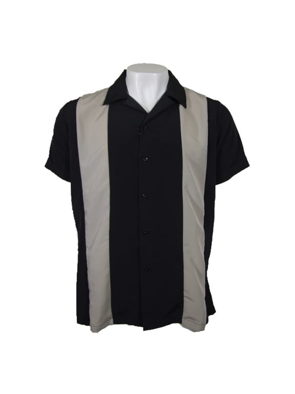 Men's Guayabera Shirt Embroidered Stripe Casual Cuba Beach Wedding Button Up Tee, Light Gray Black, 5XL