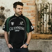 Men's Guinness Short Sleeve Pullover Black and Green Rugby Shirt, Large