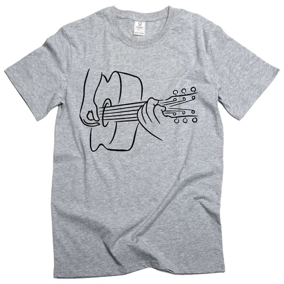 Men's Guitarist T-shirt Guitar Player Music 3D creative tee shirt (Small Grey)