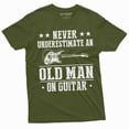 thumbnail image 1 of Men's Guitar Player Funny Grandpa Papa Dad T-shirt Never underestimate an old man on guitar tee (Medium Military Green), 1 of 7