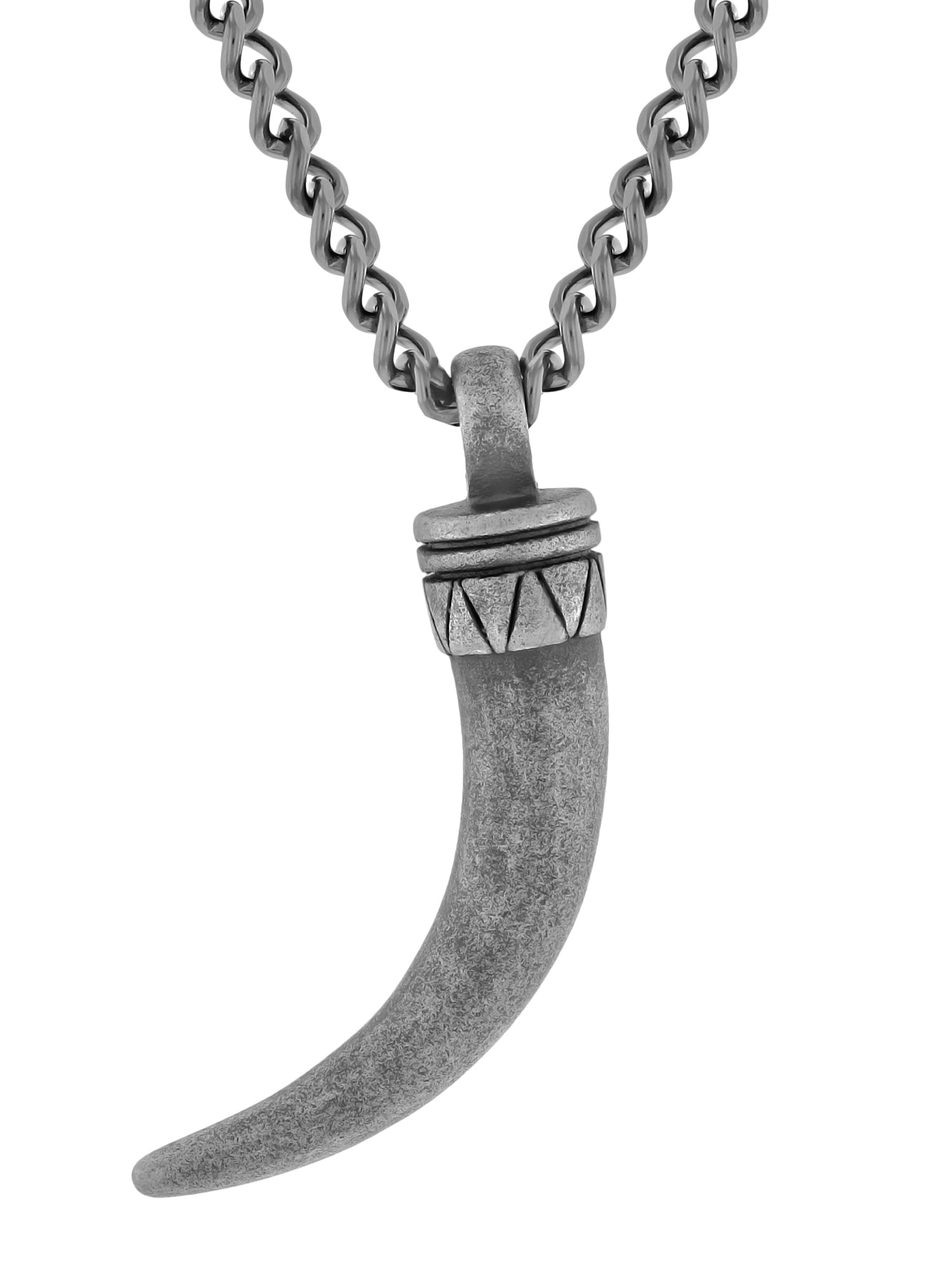 Men's Gunmetal Stainless Steel Italian Horn Pendant