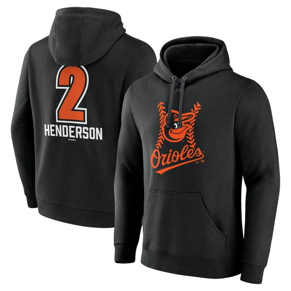 Men's Gunnar Henderson Black Baltimore Orioles Fastball Player Name & Number Pullover Hoodie