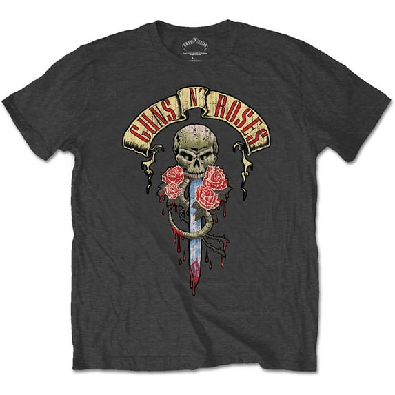 Men's Guns N Roses Dripping Dagger Slim Fit T-shirt Medium Charcoal