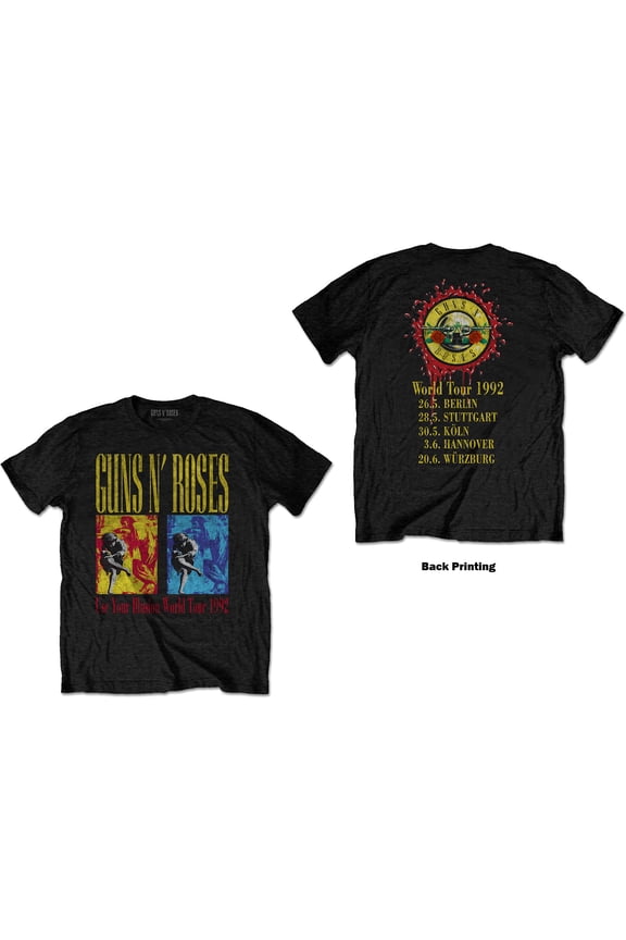 Men's Guns N Roses Use Your Illusion World Tour (Back Print) Slim Fit T-shirt Medium Black