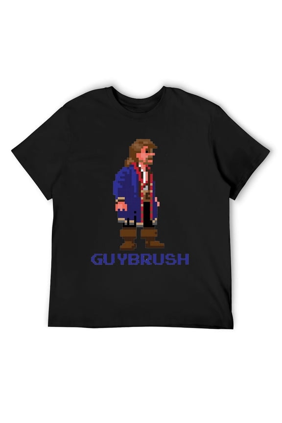 Men's Guybrush Threepwood Pixel Character Profile Monkey Island . T-shirts Black M