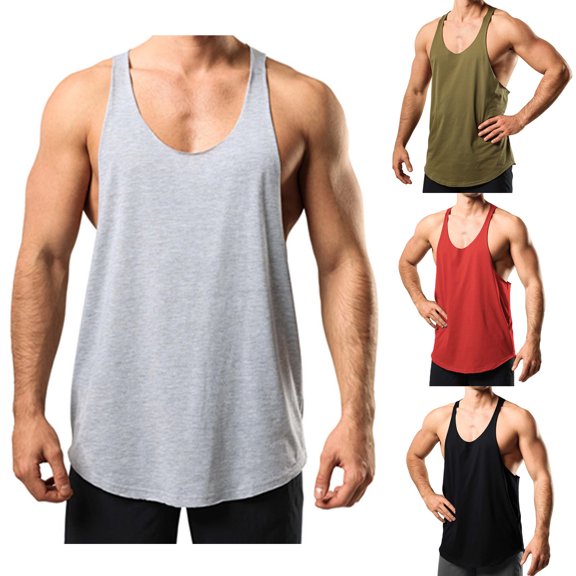 Men's Gym Bodybuilding Stringer Tank Top Workout Muscle Cut Shirt Fitness Cotton Sleeveless Vest Size XL Wine
