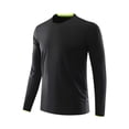 thumbnail image 1 of Men's Gym Long Sleeve T-Shirt Lightweight Crew Neck Knit Athletic Shirts Solid Color Casual Tees for Running Workout (L, Black), 1 of 5