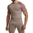 thumbnail image 1 of Men's Gym Muscle Short Sleeve T-shirt Fitness Quick Dry Elastic Color Block Sports T-shirt, 1 of 6