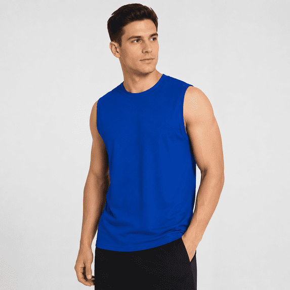 Men’s Gym Muscle Tank Top 3 Pack Crewneck Sleeveless Workout Top Cotton T-Shirt