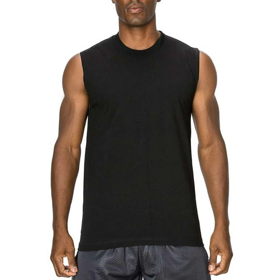 Men’s Gym Muscle Tank Top 3 Pack Crewneck Sleeveless Workout Top Cotton T-Shirt