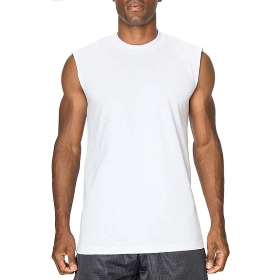 Men’s Gym Muscle Tank Top 3 Pack Crewneck Sleeveless Workout Top Cotton T-Shirt