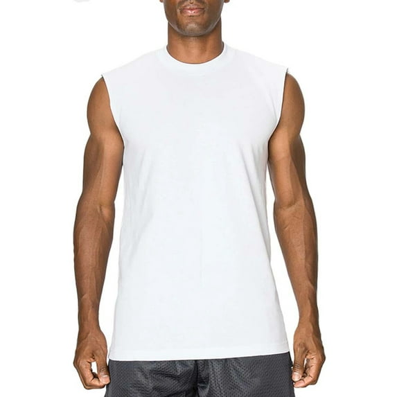 Men’s Gym Muscle Tank Top 3 Pack Crewneck Sleeveless Workout Top Cotton T-Shirt