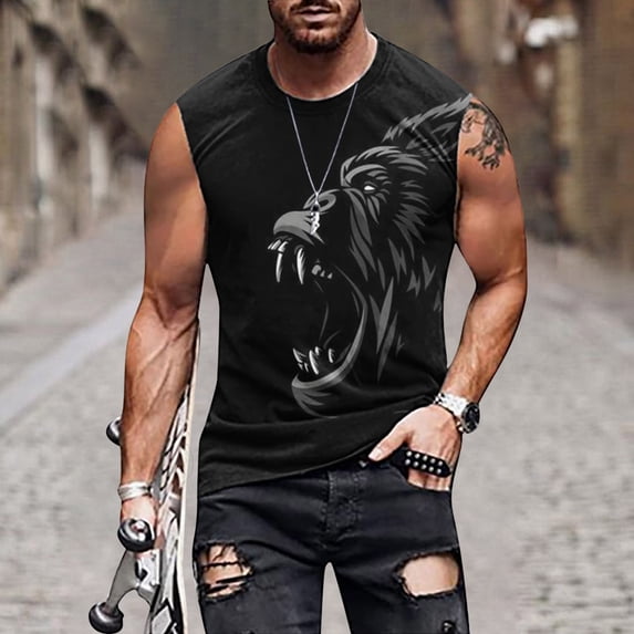 Men's Gym Muscle Tank Top - Cotton Breathable Workout Running Sleeveless Shirts for Men Black M