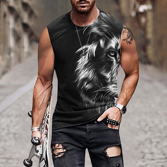 Men's Gym Muscle Tank Top - Cotton Breathable Workout Running Sleeveless Shirts for Men Gray M
