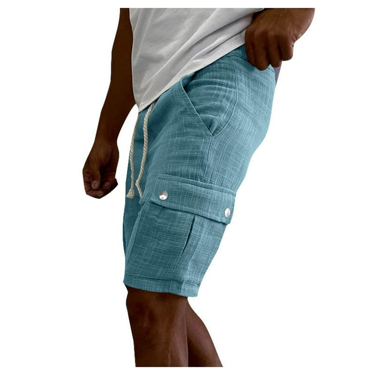 Men s Gym Shorts 7 Inch Inseam Elastic Waist Compression Shorts Quick Dry Lightweight Summer Beach Shorts Sports with Pockets Blue Walmart