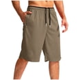 thumbnail image 1 of Men's Gym Shorts Pullover Drawstring Zipper Pockets Wide Leg Elastic Waist Solid Color Breathable Lightweight Knee Length Joggers S-3XL, 1 of 3