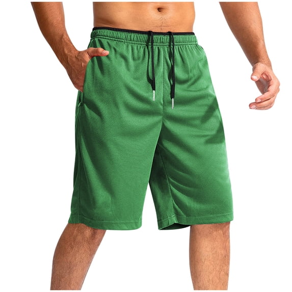 Men's Gym Shorts Pullover Drawstring Zipper Pockets Wide Leg Elastic Waist Solid Color Breathable Lightweight Knee Length Joggers S-3XL