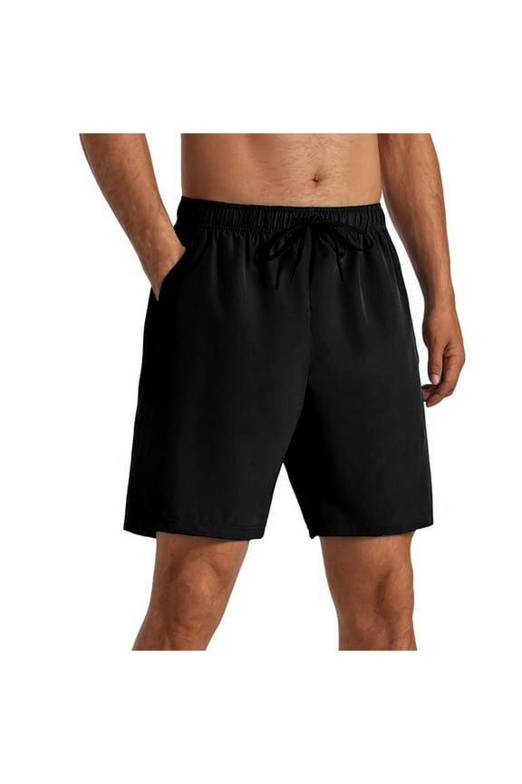Men's Gym Shorts - Quick Dry Black Casual Basketball Shorts with Pockets for Running Workout Activewear