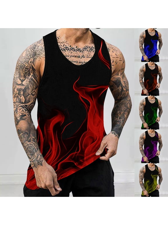 Men's Gym Tank Top Muscle Vest Bodybuilding Sleeveless Workout Training Stringer Quick Dry Fitness for Running Athletic Yellow M