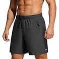 thumbnail image 1 of Men's Gym Training Shorts Solid Elastic Waist Drawstring Zipper Pockets Quick Dry Breathable 5 Inch Workout Fitness Sports Shorts Black M, 1 of 5