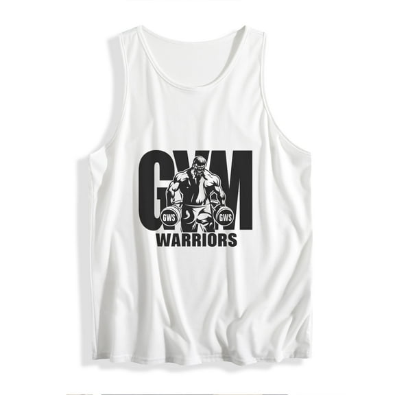 Men's Gym Warriors Graphic Tank Top - Muscle Print Fitness Sleeveless Shirt
