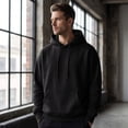 thumbnail image 1 of Men's Gym Workout Active Long Sleeve Pullover Lightweight Hoodie Casual Hooded Sweatshirts Black XL, 1 of 8