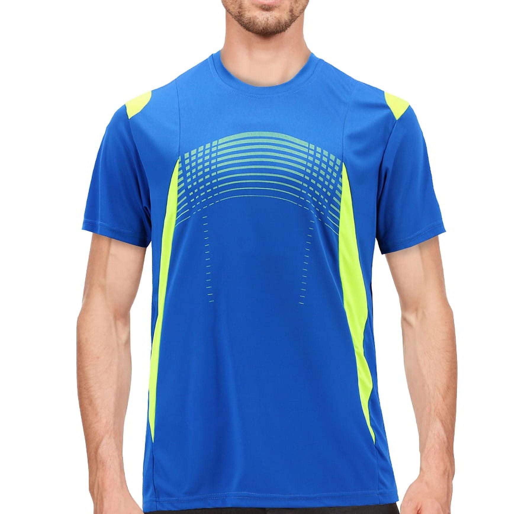 Men's Gym Workout Sport Two Tone Running Performance Quick-Dry T-shirt  (Blue, XL)