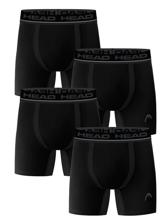 Men’s HEAD Air-Vent Performance Underwear Boxer Briefs, 4-Pack (Sizes S–XL)