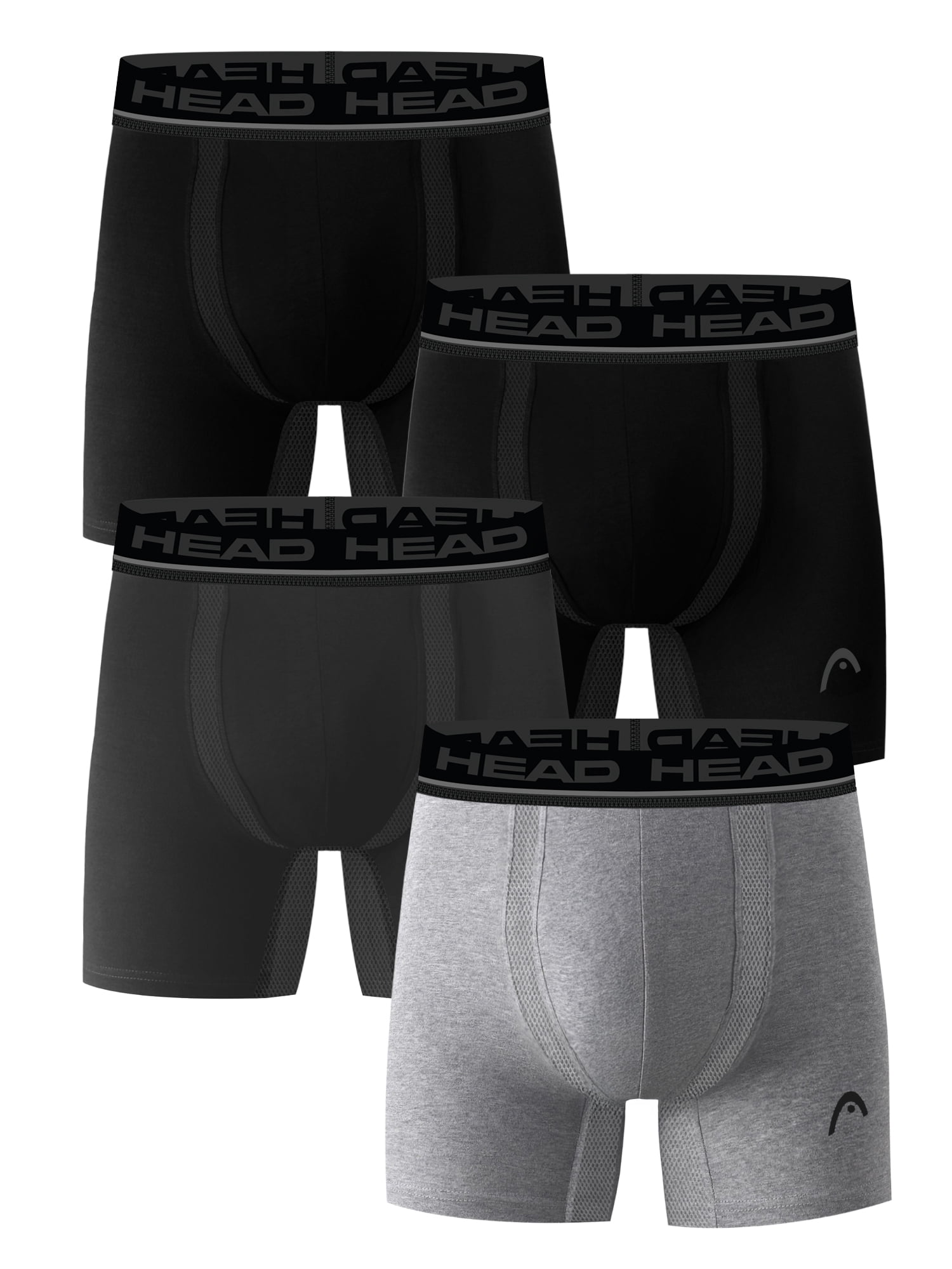 Men’s HEAD Air-Vent Performance Underwear Boxer Briefs, 4-Pack (Sizes S–XL)