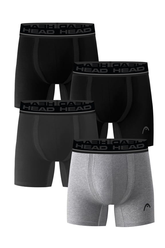 Men’s HEAD Air-Vent Performance Boxer Briefs, 4-Pack (Sizes S–XL)