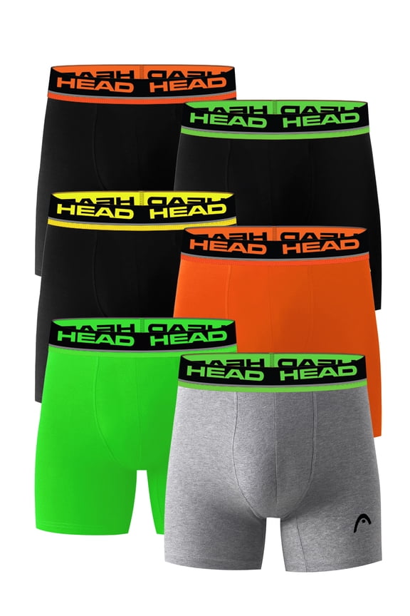 Men’s HEAD Performance Boxer Briefs in Hi-Viz Colors, 6-Pack (Sizes S–XL)