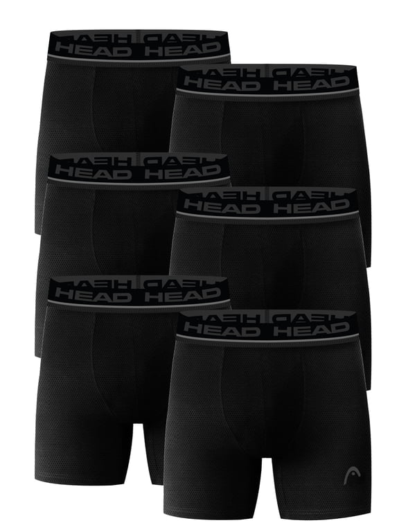 Men’s HEAD Performance Underwear Boxer Briefs with Mesh Pouch, 6-Pack (Sizes S–XL)