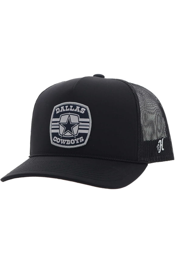 Men's HOOey Black Dallas Cowboys Patch Rope Trucker Adjustable Hat