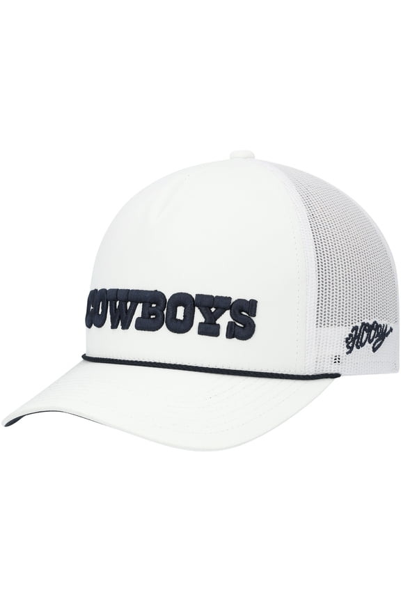 Men's HOOey White Dallas Cowboys Wordmark Rope Trucker Snapback Hat