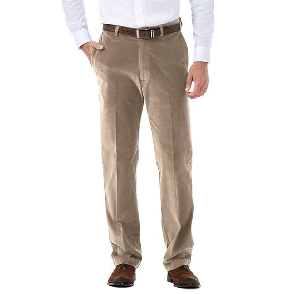 Men's Haggar® Classic-Fit Stretch Expandable Waistband Corduroy Pants Color: Khaki Size: 36X32