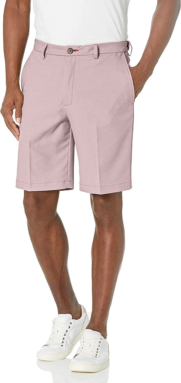 Men s Haggar Cool 18 PRO Straight Fit Expandable Waist Stretch Performance Shorts Red Walmart