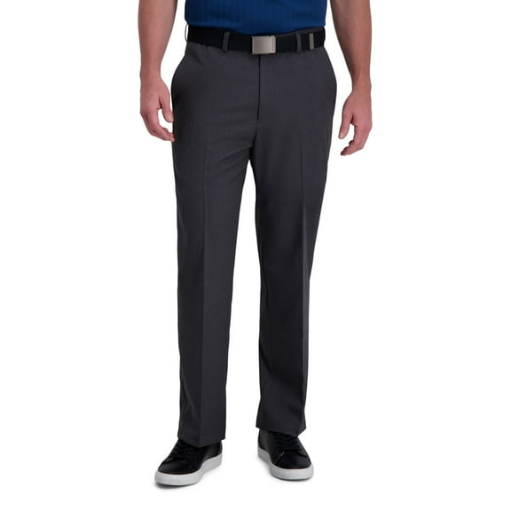 Men's Haggar® Cool Right® Performance Flex Classic-Fit Flat-Front Pants Color: Dark Gray Heather Size: 32X32