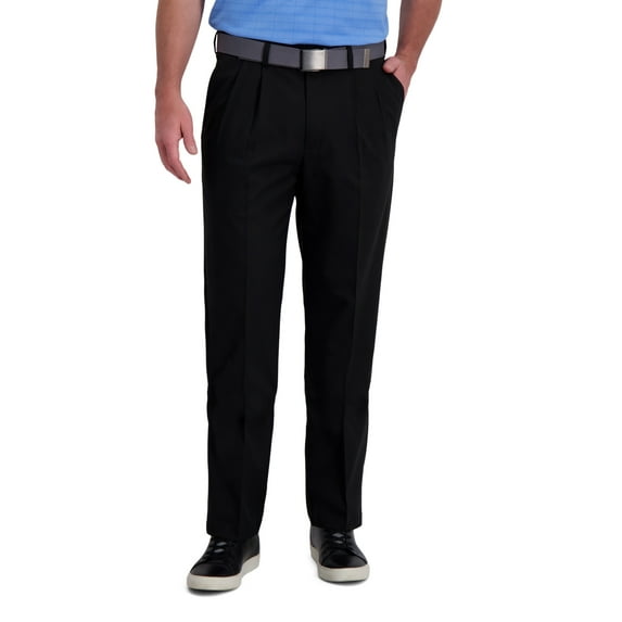 Men's Haggar® Cool Right® Performance Flex Classic-Fit Pleated Pants Color: Black Size: 44X32
