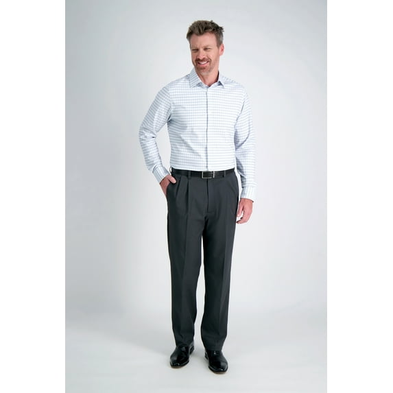 Men's Haggar® Cool Right® Performance Flex Classic-Fit Pleated Pants Color: Dark Gray Size: 36X29