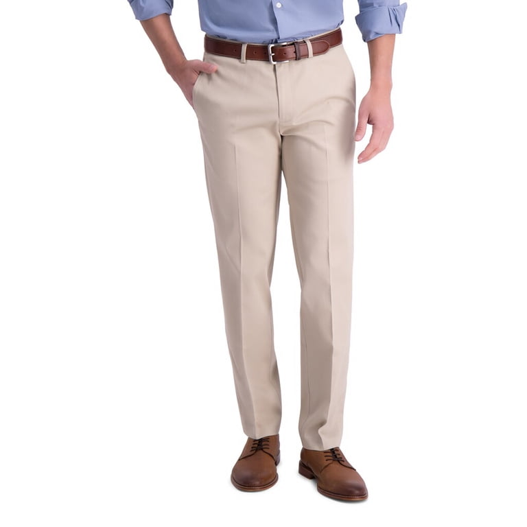 Haggar Men's Iron Free Premium Khaki Straight-Fit Flat-Front Pant - Sand