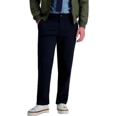 Haggar Mens Straight fit Dress Pants 42 / 30 Dark Blue Solid Stretch