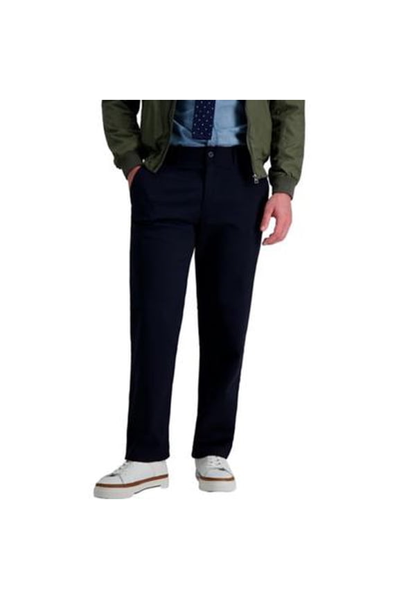 Mens Straight fit Dress Pants 42 / 30 Dark Blue Solid Stretch