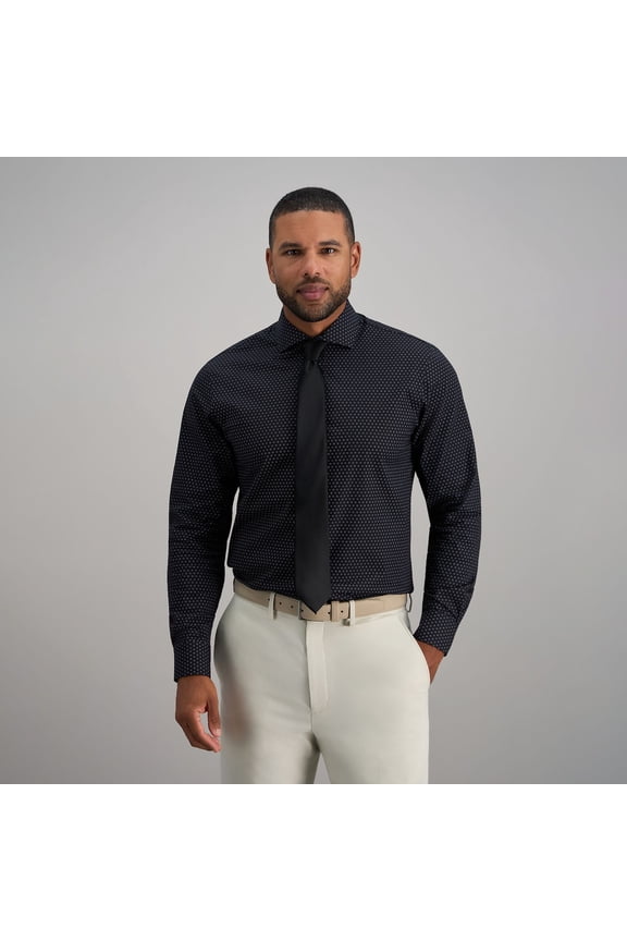 Men's Haggar® Premium Comfort Classic Fit Dress Shirt Color: Black Ground Floral Size: 18.5-34/35